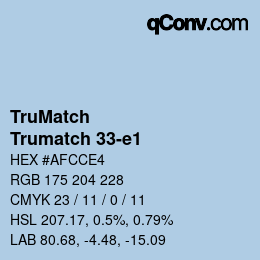 Code couleur: TruMatch - Trumatch 33-e1 | qconv.com