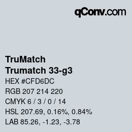 Code couleur: TruMatch - Trumatch 33-g3 | qconv.com
