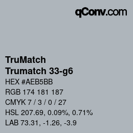 Code couleur: TruMatch - Trumatch 33-g6 | qconv.com
