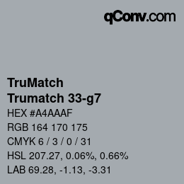Farbcode: TruMatch - Trumatch 33-g7 | qconv.com
