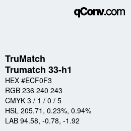 Color code: TruMatch - Trumatch 33-h1 | qconv.com