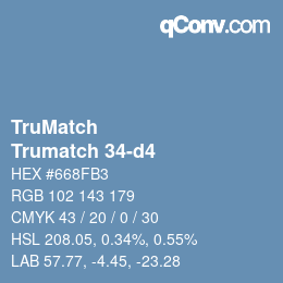 Code couleur: TruMatch - Trumatch 34-d4 | qconv.com