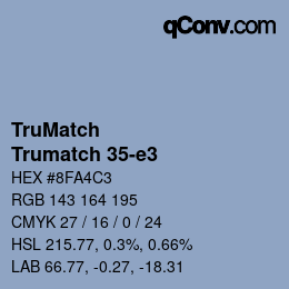 Code couleur: TruMatch - Trumatch 35-e3 | qconv.com