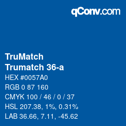Code couleur: TruMatch - Trumatch 36-a | qconv.com