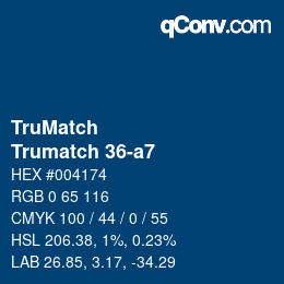 Color code: TruMatch - Trumatch 36-a7 | qconv.com