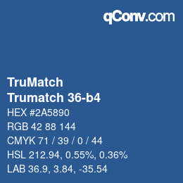 Code couleur: TruMatch - Trumatch 36-b4 | qconv.com