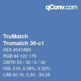 Code couleur: TruMatch - Trumatch 36-c1 | qconv.com