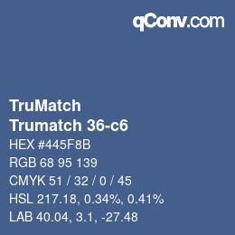 Code couleur: TruMatch - Trumatch 36-c6 | qconv.com