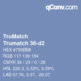 Color code: TruMatch - Trumatch 36-d2 | qconv.com