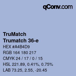Code couleur: TruMatch - Trumatch 36-e | qconv.com
