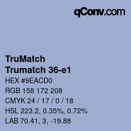 Code couleur: TruMatch - Trumatch 36-e1 | qconv.com