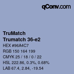 Color code: TruMatch - Trumatch 36-e2 | qconv.com