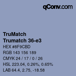 Color code: TruMatch - Trumatch 36-e3 | qconv.com