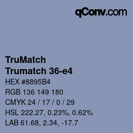 Color code: TruMatch - Trumatch 36-e4 | qconv.com