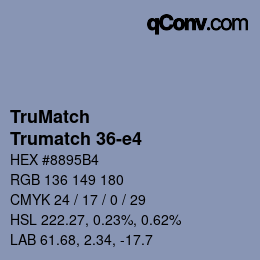 Code couleur: TruMatch - Trumatch 36-e4 | qconv.com