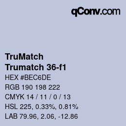 Code couleur: TruMatch - Trumatch 36-f1 | qconv.com