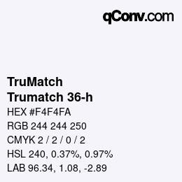 Code couleur: TruMatch - Trumatch 36-h | qconv.com