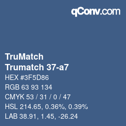 Color code: TruMatch - Trumatch 37-a7 | qconv.com