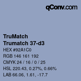 Color code: TruMatch - Trumatch 37-d3 | qconv.com