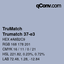 Color code: TruMatch - Trumatch 37-e3 | qconv.com
