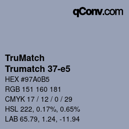 Code couleur: TruMatch - Trumatch 37-e5 | qconv.com