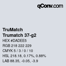 Code couleur: TruMatch - Trumatch 37-g2 | qconv.com