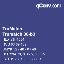 Color code: TruMatch - Trumatch 38-b3 | qconv.com