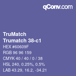 Code couleur: TruMatch - Trumatch 38-c1 | qconv.com