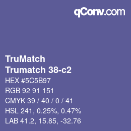 Code couleur: TruMatch - Trumatch 38-c2 | qconv.com