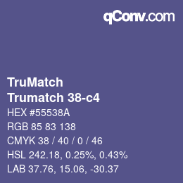 Code couleur: TruMatch - Trumatch 38-c4 | qconv.com