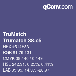 Code couleur: TruMatch - Trumatch 38-c5 | qconv.com