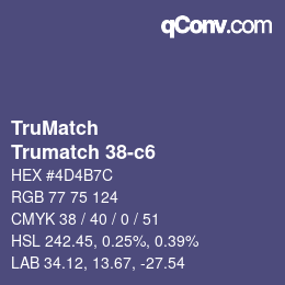 Color code: TruMatch - Trumatch 38-c6 | qconv.com