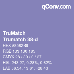 Code couleur: TruMatch - Trumatch 38-d | qconv.com