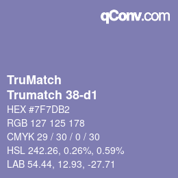 カラーコード: TruMatch - Trumatch 38-d1 | qconv.com