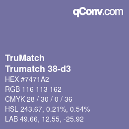 Color code: TruMatch - Trumatch 38-d3 | qconv.com