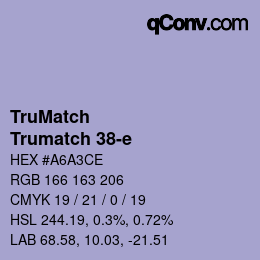 Color code: TruMatch - Trumatch 38-e | qconv.com