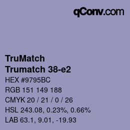 Code couleur: TruMatch - Trumatch 38-e2 | qconv.com