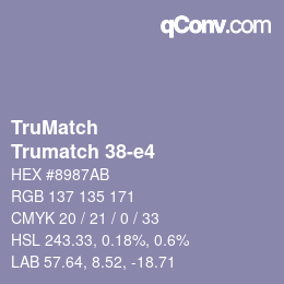 Code couleur: TruMatch - Trumatch 38-e4 | qconv.com