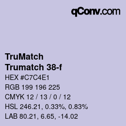 Code couleur: TruMatch - Trumatch 38-f | qconv.com