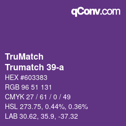 Code couleur: TruMatch - Trumatch 39-a | qconv.com
