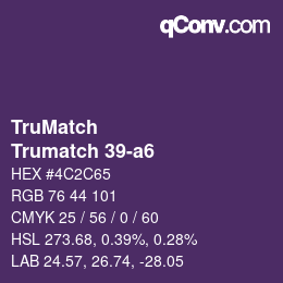 Code couleur: TruMatch - Trumatch 39-a6 | qconv.com