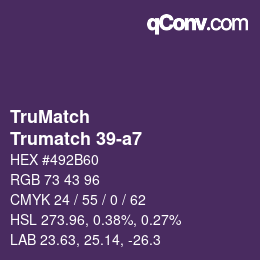Code couleur: TruMatch - Trumatch 39-a7 | qconv.com