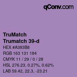 Code couleur: TruMatch - Trumatch 39-d | qconv.com