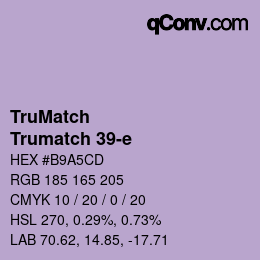 Code couleur: TruMatch - Trumatch 39-e | qconv.com