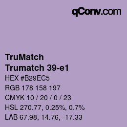 Code couleur: TruMatch - Trumatch 39-e1 | qconv.com