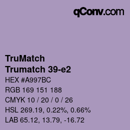 Color code: TruMatch - Trumatch 39-e2 | qconv.com