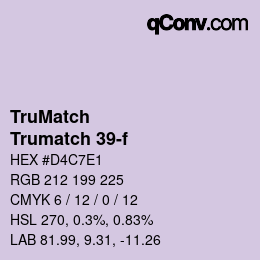 Color code: TruMatch - Trumatch 39-f | qconv.com