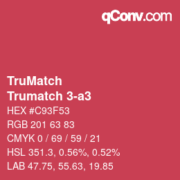 Code couleur: TruMatch - Trumatch 3-a3 | qconv.com