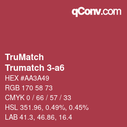 Code couleur: TruMatch - Trumatch 3-a6 | qconv.com