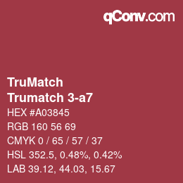 Code couleur: TruMatch - Trumatch 3-a7 | qconv.com